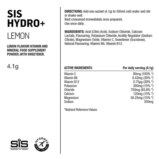 SIS Poudre Go Hydro + Citron 12x4,5g 1 pack acheter 1 pack de 6 x 4.5g offert  !