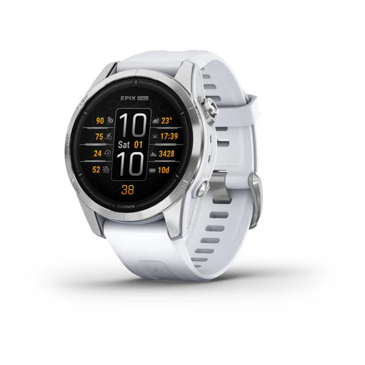 Montre  Garmin epix™ Pro (Gen 2) Standard Edition | 42 mm Silver avec bracelet blanc
