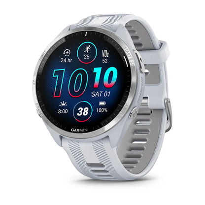 Forerunner® 965 blanche avec lunette en titane et bracelet en silicone blanc/gris