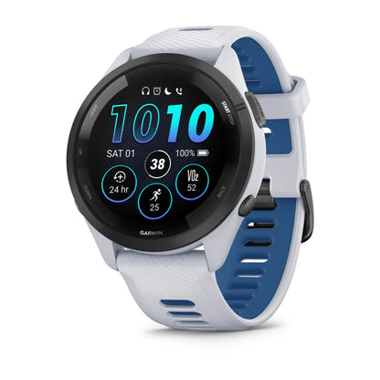 Forerunner® 265 blanche avec bracelet en silicone blanc/bleu
