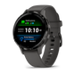 Montre de Sport Garmin Venu 3S boîtier acier inoxydable gris foncé et bracelet en silicone gris foncé