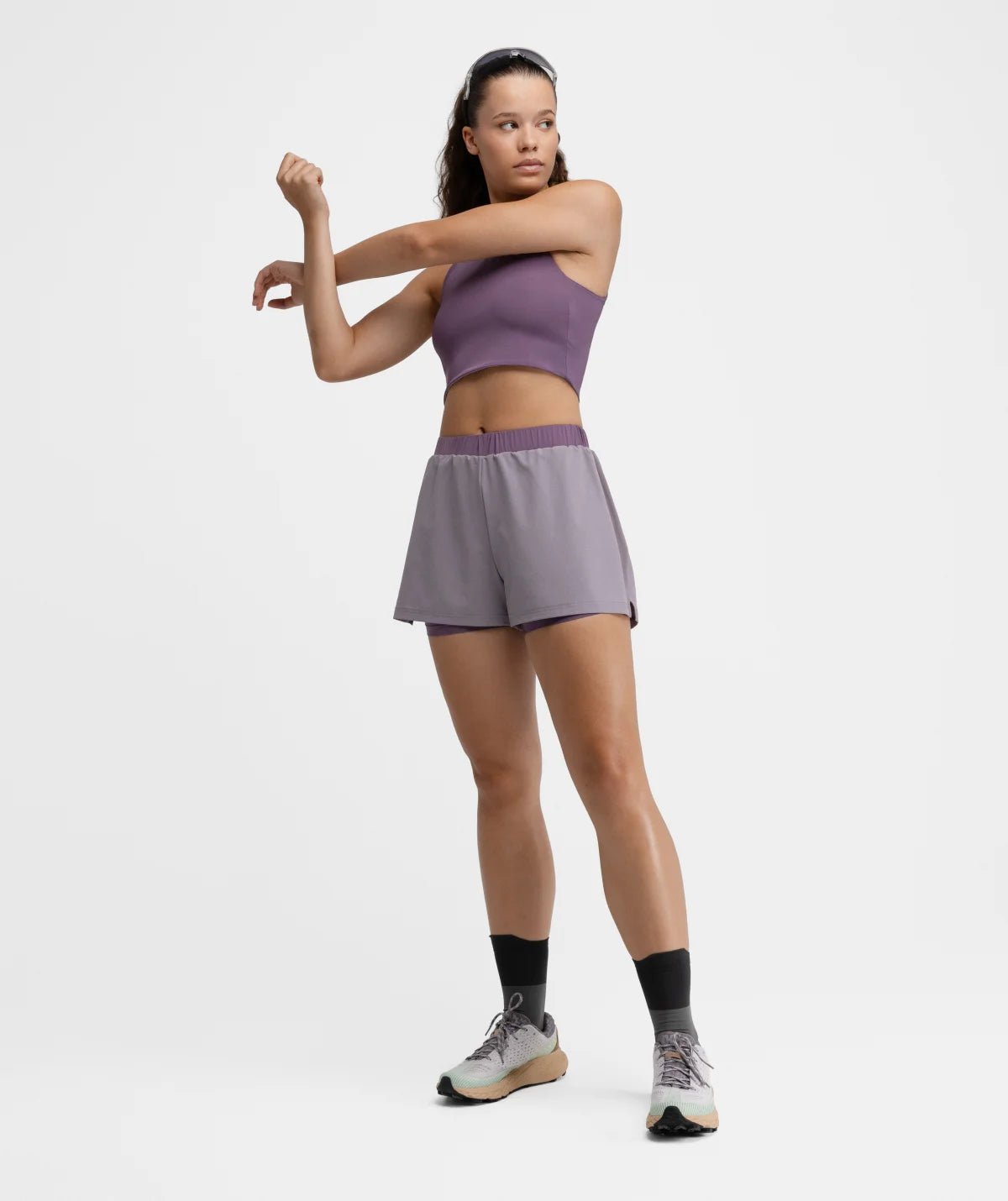 Short double couche trail running femme Araroa Lilac