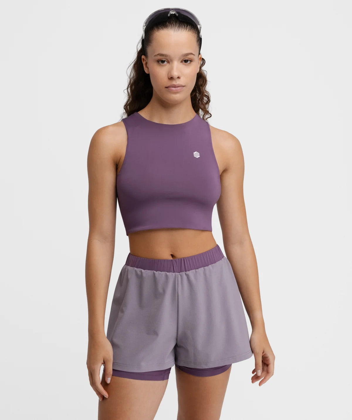 Débardeur crop top trail running femme Phoenix Lilac