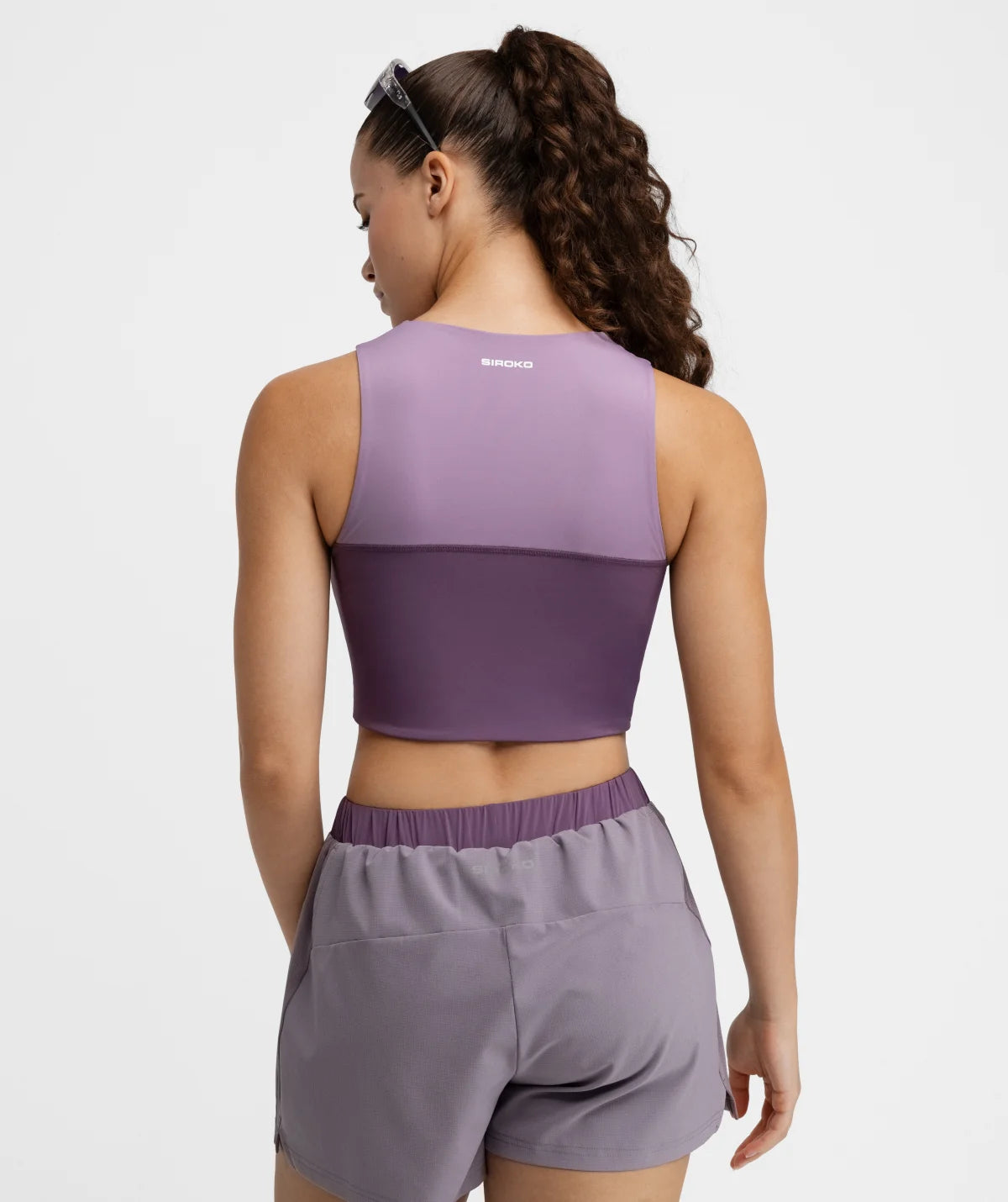 Débardeur crop top trail running femme Phoenix Lilac