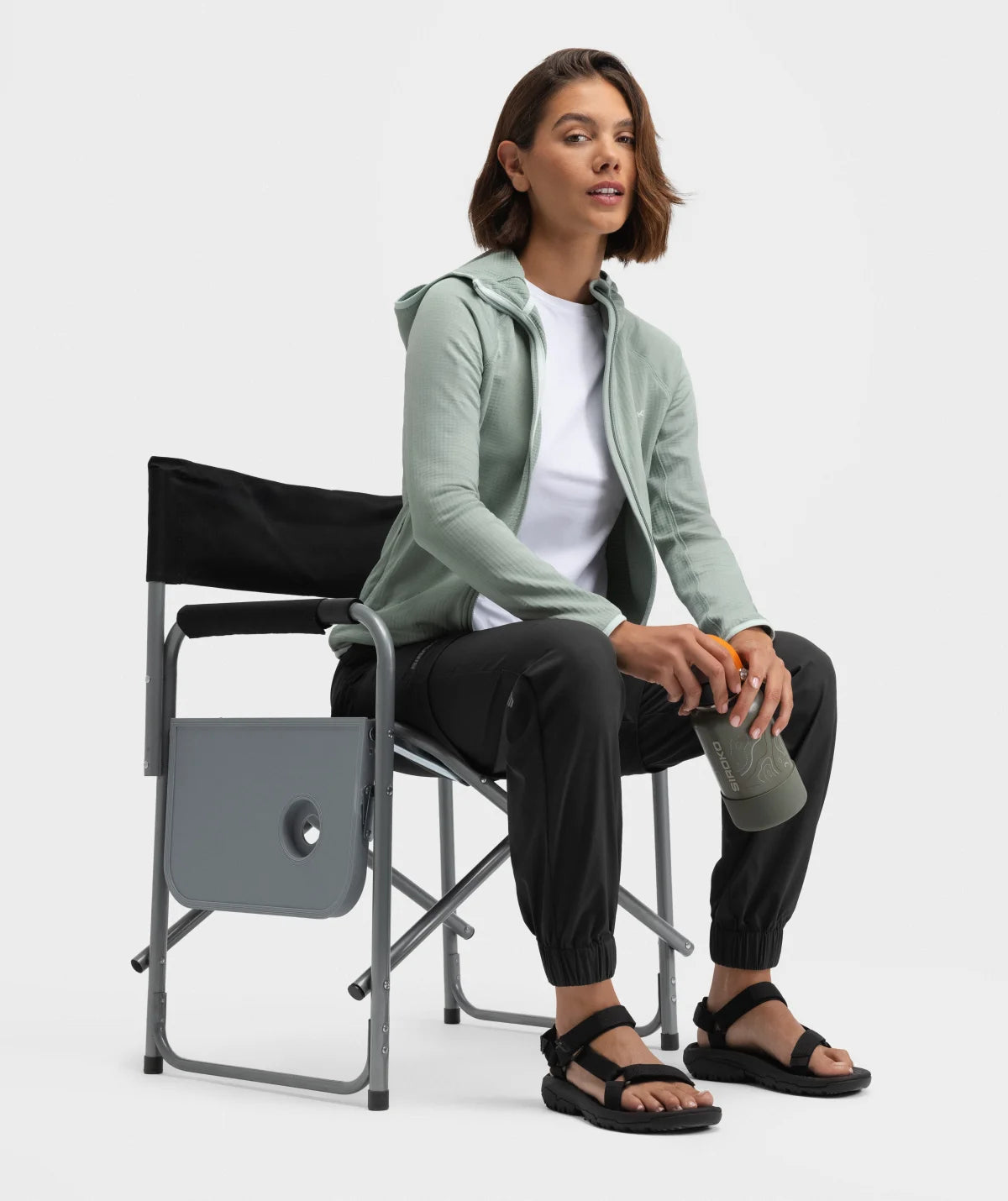 Veste polaire légère à capuche randonnée femme Ember Green