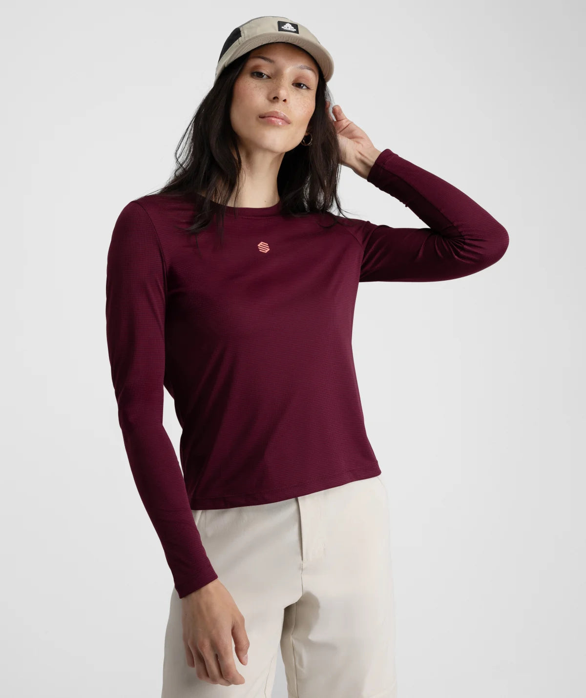 T-shirt randonnée manches longues femme Wander Purple