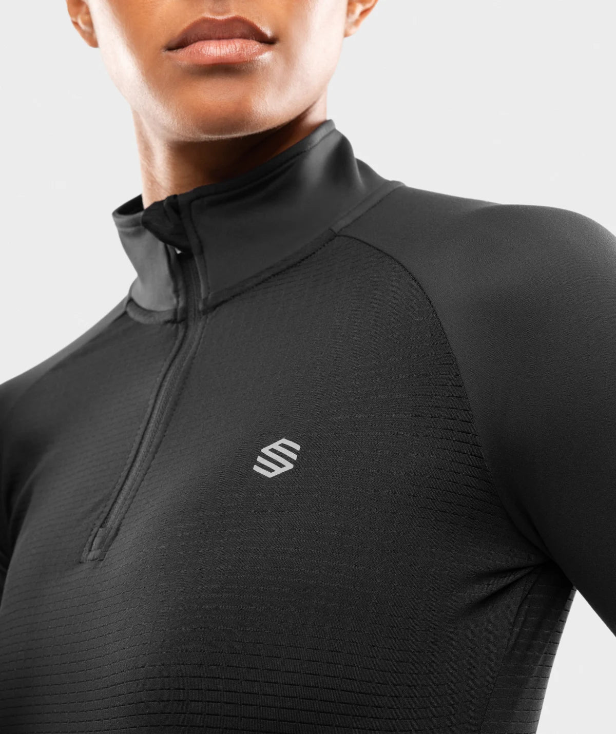 Pull running demi-zip femme Center Black