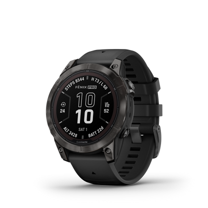 fēnix®  7 Pro Sapphire Solar Edition Titane avec revêtement en Carbon Gray DLC et bracelet noir