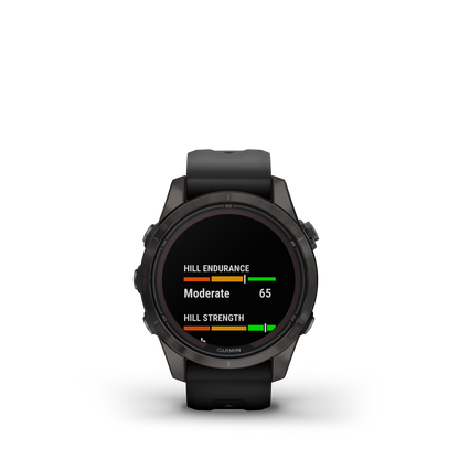 fēnix®  7S Pro Sapphire Solar Edition Titane avec revêtement Carbon Gray DLC et bracelet noir