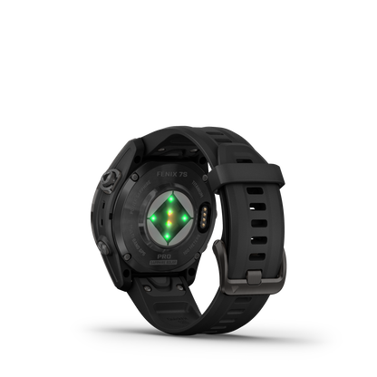 fēnix®  7S Pro Sapphire Solar Edition Titane avec revêtement Carbon Gray DLC et bracelet noir