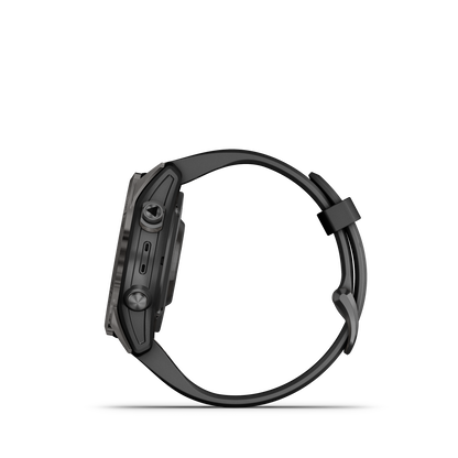fēnix®  7S Pro Sapphire Solar Edition Titane avec revêtement Carbon Gray DLC et bracelet noir
