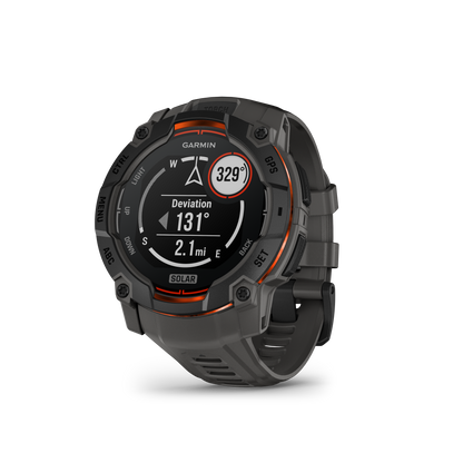 Montre GPS Garmin Instinct 3 Solar - 50 mm Noir avec Bracelet en Silicone Gris Charcoal