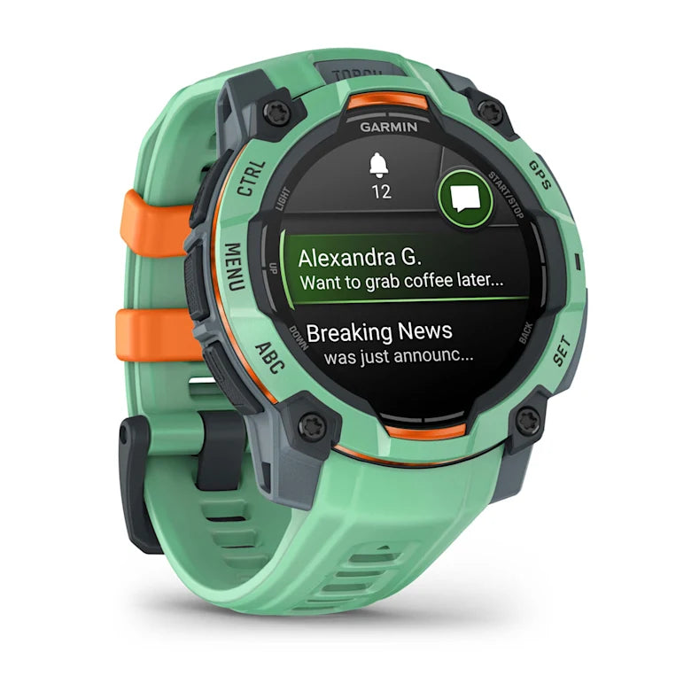 Montre GPS Garmin Instinct 3 AMOLED -45mm. Vert d'eau avec bracelet vert d'eau