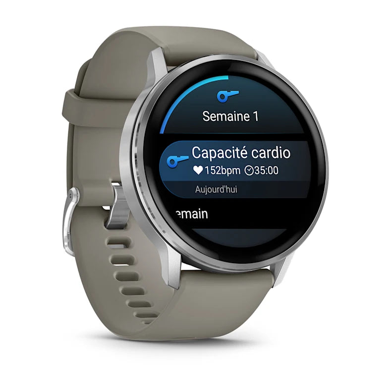 Montre de Sport Garmin Venu® 4 - 45 mm Silver avec bracelet en silicone gris
