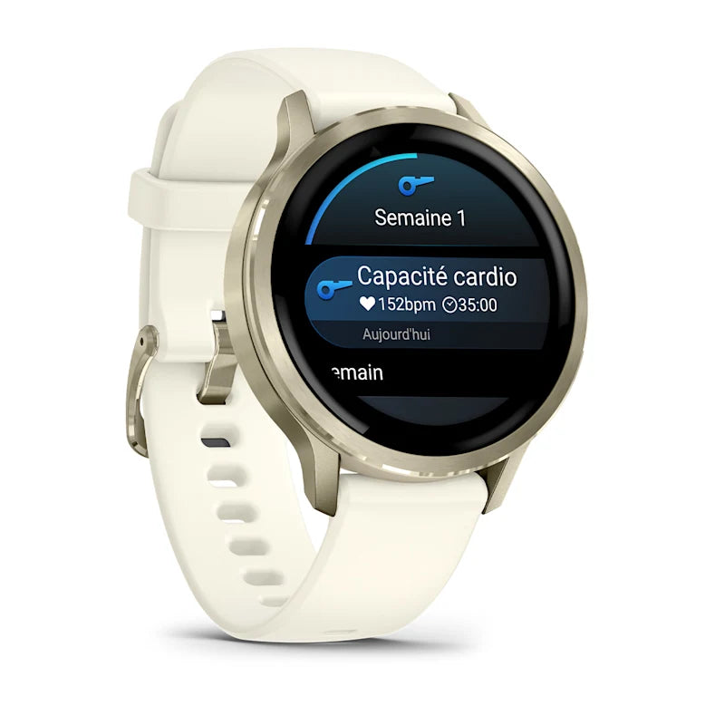 Montre de Sport Garmin Venu® 4 - 41 mm Lunar Gold avec bracelet en silicone ivoire