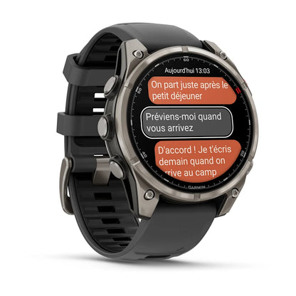 Montre GPS Garmin fēnix® 8 Pro – 47 mm, AMOLED Sapphire, Titanium avec bracelet en silicone graphite/noir