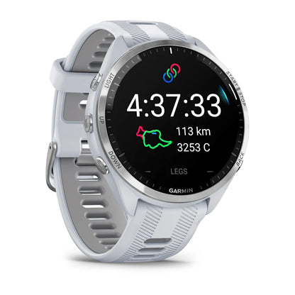 Forerunner® 965 blanche avec lunette en titane et bracelet en silicone blanc/gris