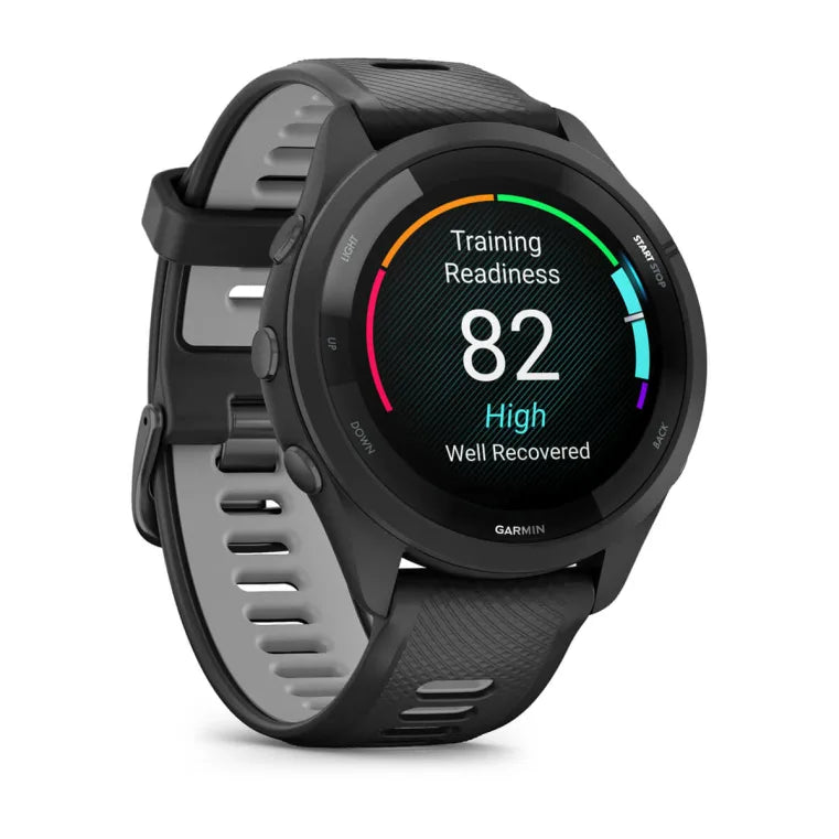 Forerunner® 265 noire avec bracelet en silicone noir/gris