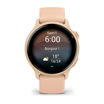 Montre Connectée Garmin Vívoactive 6 Metallic Pink Dawn avec bracelet rose pêche