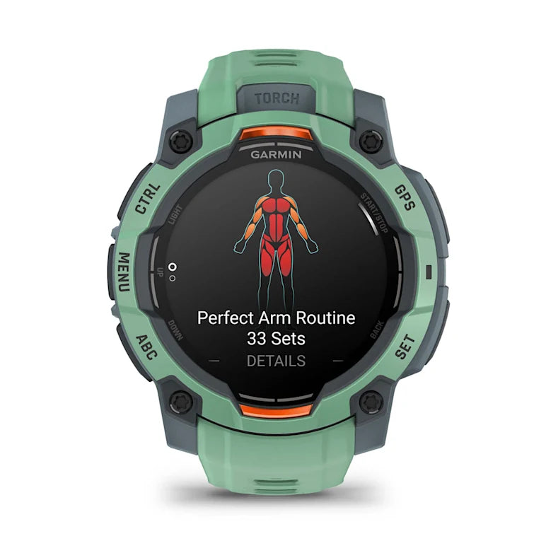 Montre GPS Garmin Instinct 3 AMOLED -45mm. Vert d'eau avec bracelet vert d'eau