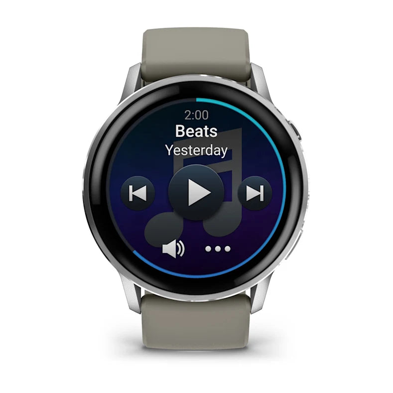 Montre de Sport Garmin Venu® 4 - 45 mm Silver avec bracelet en silicone gris