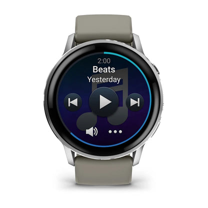Montre de Sport Garmin Venu® 4 - 45 mm Silver avec bracelet en silicone gris