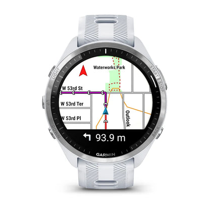 Forerunner® 965 blanche avec lunette en titane et bracelet en silicone blanc/gris