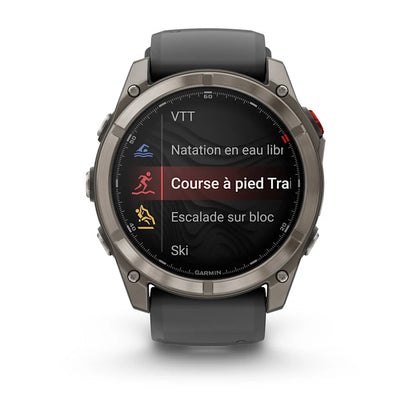Montre GPS Garmin fēnix® 8 Pro – 51 mm, AMOLED Sapphire, Titanium avec bracelet en silicone graphite/noir
