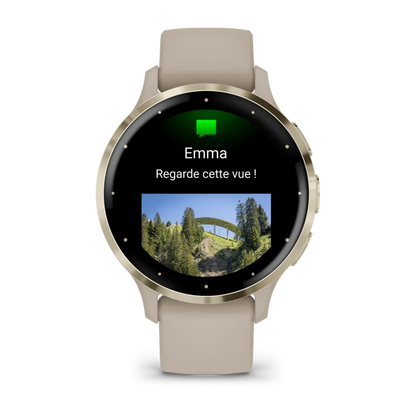 Montre de Sport Garmin Venu® 3S boîtier OR et bracelet en silicone lin