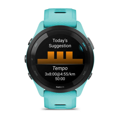 Forerunner® 265 turquoise avec bracelet en silicone turquoise/noir