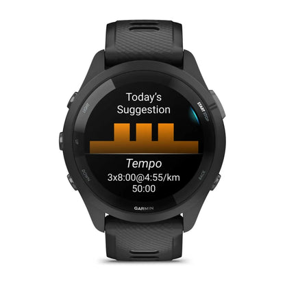 Forerunner® 265 noire avec bracelet en silicone noir/gris