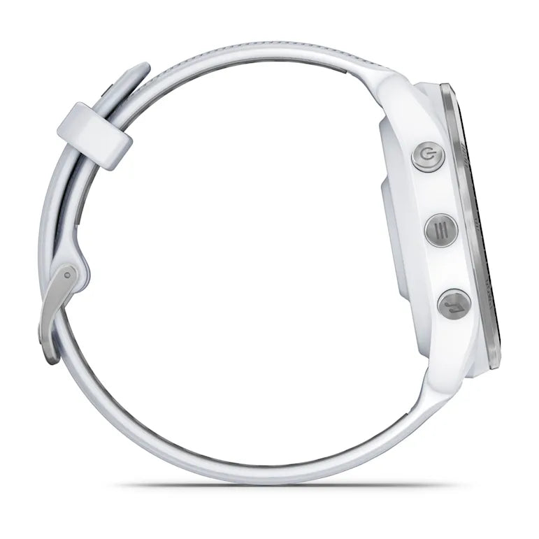 Forerunner® 965 blanche avec lunette en titane et bracelet en silicone blanc/gris