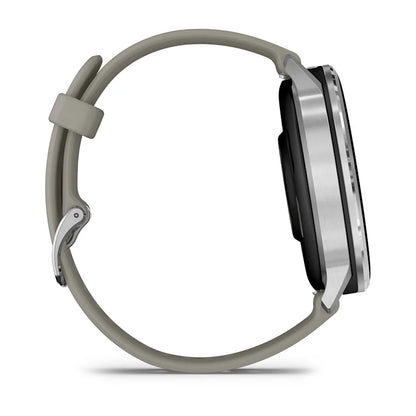 Montre de Sport Garmin Venu® 4 - 45 mm Silver avec bracelet en silicone gris