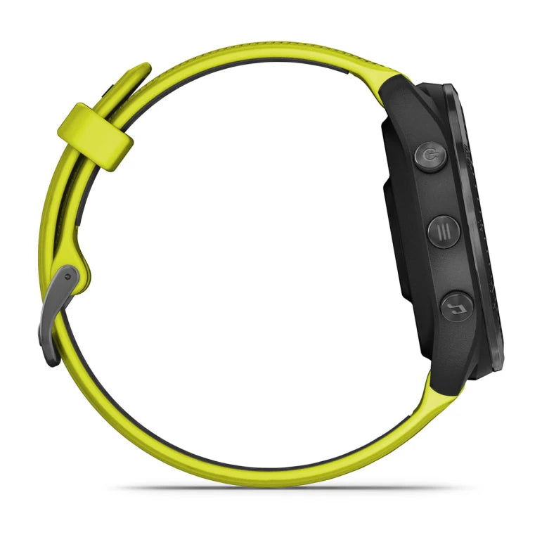 Forerunner® 965 noire avec lunette en titane et bracelet en silicone jaune vif/noir