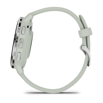Montre de Sport Garmin Venu 3S boîtier  acier inoxydable et bracelet en silicone vert sauge