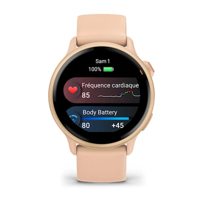 Montre Connectée Garmin Vívoactive 6 Metallic Pink Dawn avec bracelet rose pêche