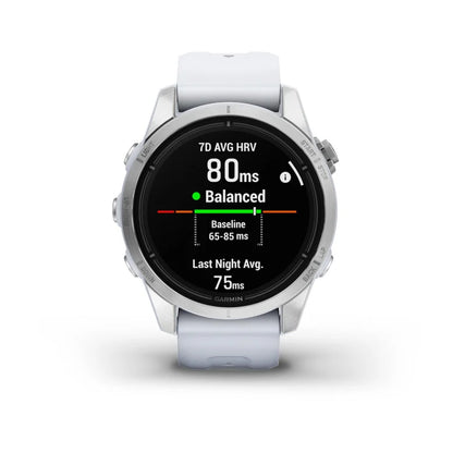 Montre  Garmin epix™ Pro (Gen 2) Standard Edition | 42 mm Silver avec bracelet blanc
