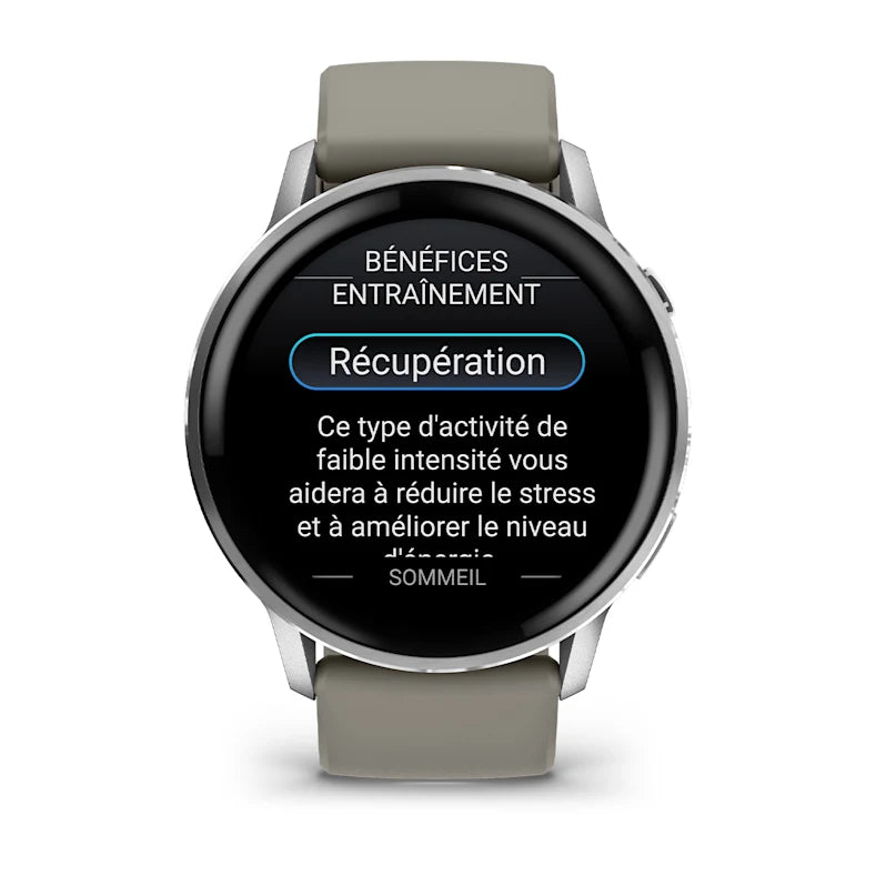Montre de Sport Garmin Venu® 4 - 45 mm Silver avec bracelet en silicone gris