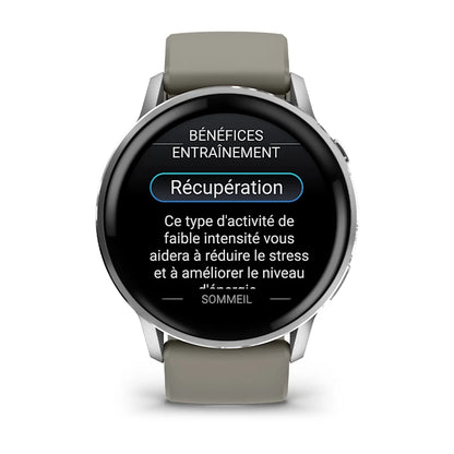 Montre de Sport Garmin Venu® 4 - 45 mm Silver avec bracelet en silicone gris