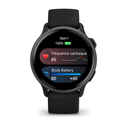 Montre Connectée Garmin Vívoactive 6 Metallic Gray avec bracelet noir