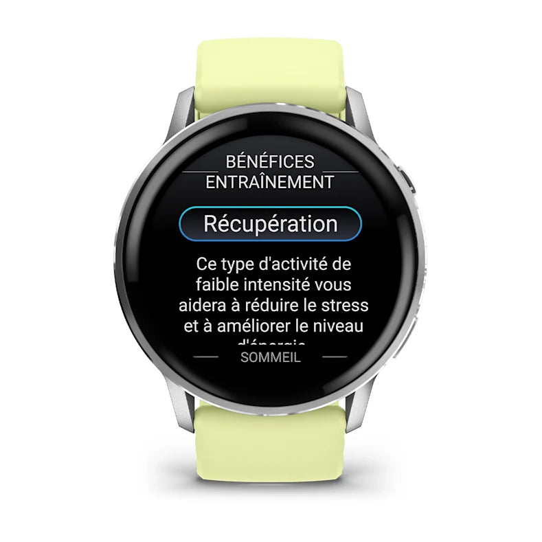 Montre de Sport Garmin Venu® 4 - 45 mm Silver avec bracelet en silicone jaune citron