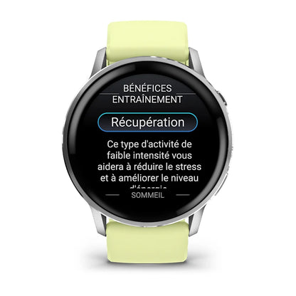 Montre de Sport Garmin Venu® 4 - 45 mm Silver avec bracelet en silicone jaune citron