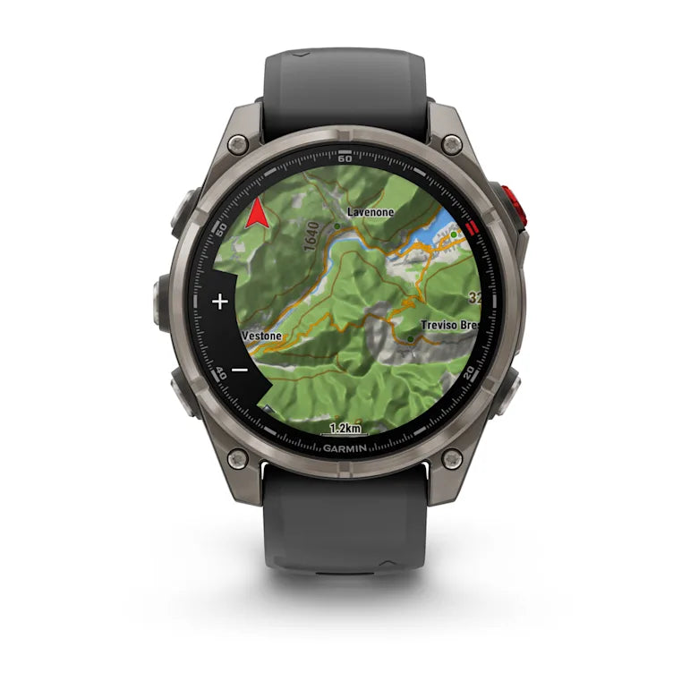 Montre GPS Garmin fēnix® 8 Pro – 47 mm, AMOLED Sapphire, Titanium avec bracelet en silicone graphite/noir