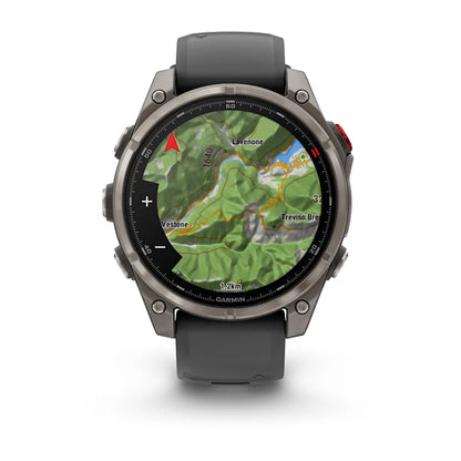 Montre GPS Garmin fēnix® 8 Pro – 47 mm, AMOLED Sapphire, Titanium avec bracelet en silicone graphite/noir