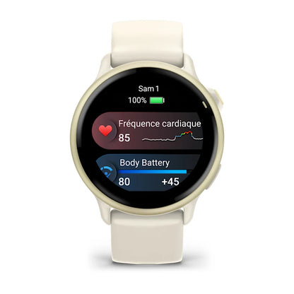 Montre Connectée Garmin Vívoactive 6 Lunar Gold avec bracelet ivoire