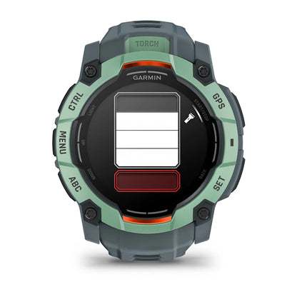 Montre GPS Garmin Instinct 3 AMOLED - 50 mm Vert d'eau avec bracelet bleu crépuscule
