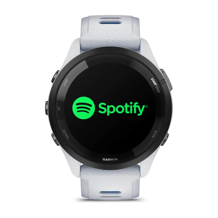 Forerunner® 265 blanche avec bracelet en silicone blanc/bleu
