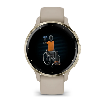Montre de Sport Garmin Venu® 3S boîtier OR et bracelet en silicone lin