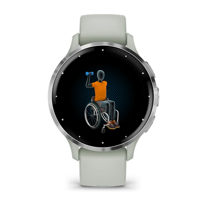 Montre de Sport Garmin Venu 3S boîtier  acier inoxydable et bracelet en silicone vert sauge