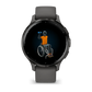 Montre de Sport Garmin Venu 3S boîtier acier inoxydable gris foncé et bracelet en silicone gris foncé
